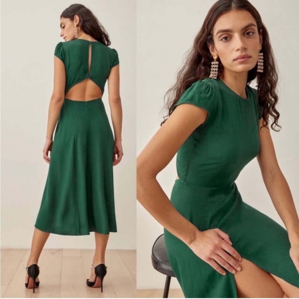 Reformation Gavin Dress in Emerald - Size 6